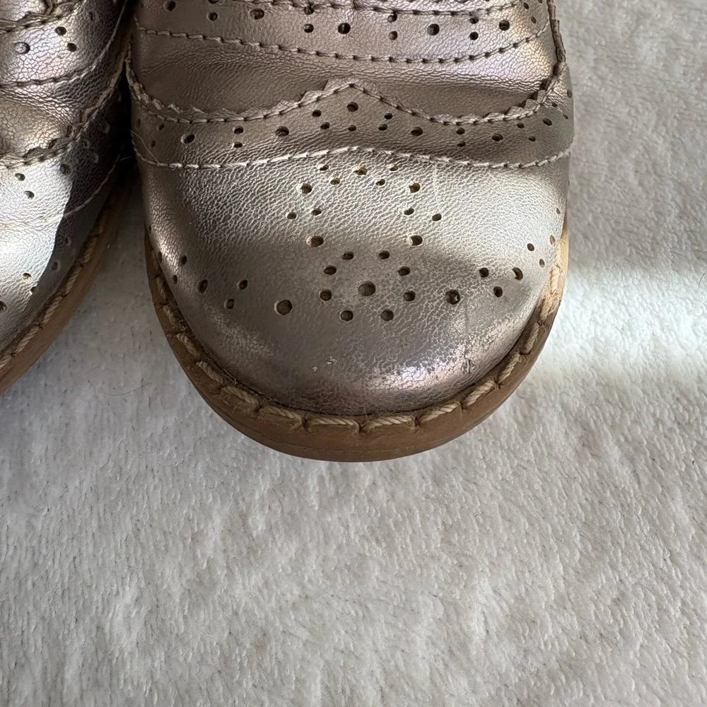 GAP Kids Metallic Lace-Up Brogues Silver Dress Shoes | 11K